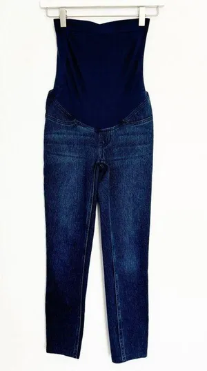 Spanx Mama Ankle Jean-ish High Rise Denim Leggings Blue Maternity Pregnancy XS thumbnail 3