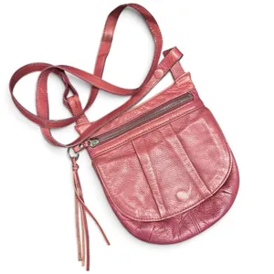 HOBO Burgundy Pebbled Leather Small Purse Crossbody Bag Flap Close Zip thumbnail 1