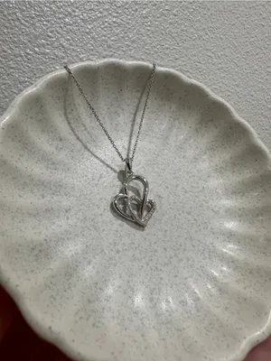 Double Heart Pendant Necklace in Silver thumbnail 3