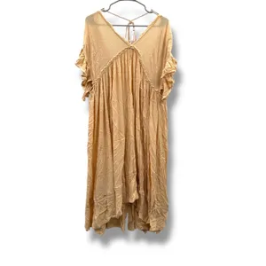 Free People Will‎ Wait For You Dress Women's Medium Natural Boho Ruffle Festival thumbnail 4
