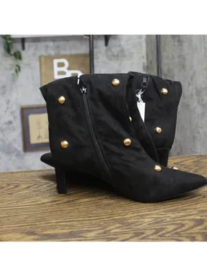A New Day Womens Justice Boots Faux Suede Studded 94568942 Jet Black 7.5M thumbnail 7