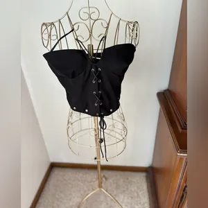 Princess Polly Lace Up Corset Crop Top Size 6 Black Grommet thumbnail 7