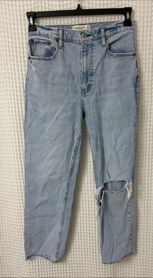 Abercrombie & Fitch The Ankle Straight Ultra High Rise Jeans 29/8 Distressed thumbnail 1