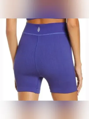 NWT FP Movement Free Throw Shorts S Small Outerspace Blue Crossover Ribbed $40 thumbnail 2