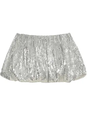 NEW Bubble Mini Skirt Sequin Sparkly High Elastic Waisted Puffy Balloon Short M thumbnail 2