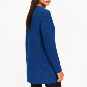 ZARA Wool Blend Sweater Size Medium Blue Tunic Length Knit thumbnail 2