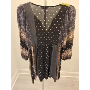Umgee USA Women’s Boho V-neck size M Blue and Yellow Multicolor Blouse thumbnail 5