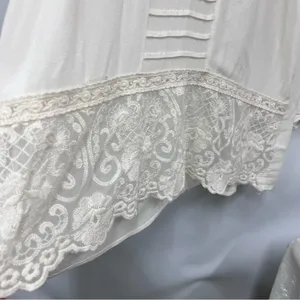 Maurices Cream Lace Detail Blouse size M sheer top embroidered hemline boho thumbnail 11