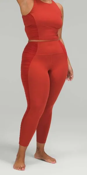Lululemon Align High‎ Rise Ruched Crop Cayenne Red Leggings Athleisure Yoga thumbnail 1