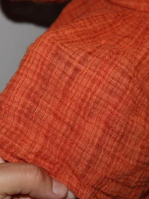 Boho Gauzy Square Neck Puff Sleeve Top Rust Small Orange thumbnail 6