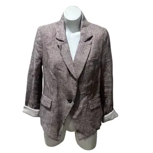 Free People Blazer Womens Size M Brown Plaid Single Button Notched Lapel thumbnail 3