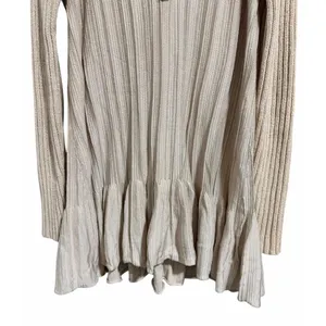 Free People Ribs & Ruffles Tunic Sweater Ivory Women's Size‎ Medium thumbnail 5