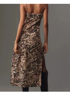 Anthropologie Square‑Neck Snakeskin Print Slip Dress – Spaghetti Straps – XS thumbnail 9