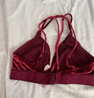 Victoria's Secret PINK velvet maroon bralette thumbnail 2