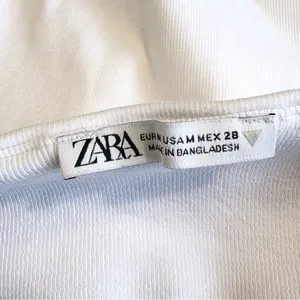 Zara Mixed Ribbed Poplin Balloon Mini Dress in White Medium thumbnail 13