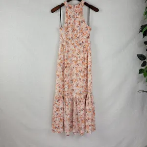 Laundry by Shelli Segal Womens Dress Size 2 Orange Halter Neck Midi Tiered Maxi thumbnail 8