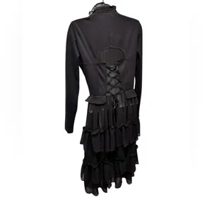 Hot Topic Black Sweetheart Double-Breasted Tiered Ruffle Jacket S Steampunk Goth thumbnail 9
