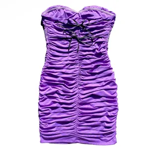 💜 Nikibiki Medium Plum Violet Purple Beaded Rhinestone Cut Out Bodycon Dress 💜 thumbnail 4