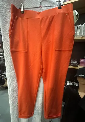 Michael Kors Bright Orange Cropped Ponte Pull-On Pants sz large thumbnail 1