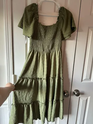 Olive Green Flowy Dress thumbnail 2