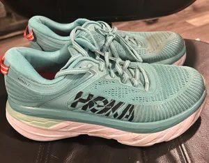 Hoka One One Women's Bondi 7 Teal Athletic Shoes please see stain thumbnail 1