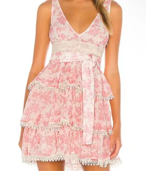 Lovers + Friends Pink Floral Lace Mini Dress thumbnail 1