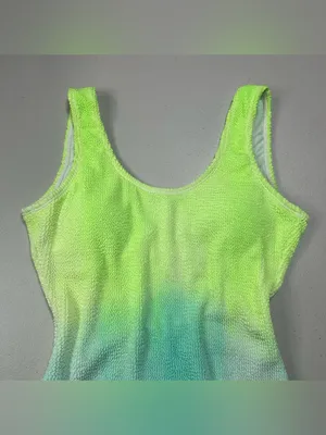 Green Aqua Ombre One Piece Swimsuit Women’s XS Scoop Neck Textured Swimwear thumbnail 4