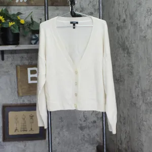 NWT Aqua Cashmere V-Neck Button Up Cardigan Sweater V10337 Ash Off White 2XL thumbnail 3