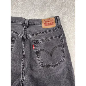 womens levis 501 button fly jeans 26x28 raw‎ hem Washed Black Gray thumbnail 7