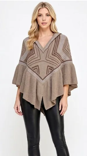 Boho knit cape sweater cardigan size medium/large thumbnail 1