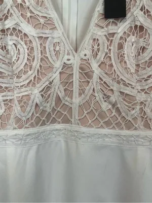 NWT Lulus Florentia White Crochet Skater Mini Dress - Size: Large thumbnail 5