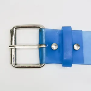Vintage 90s Blue Floral PVC Plastic Belt thumbnail 8