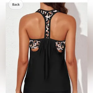 leopard print swim tank bra size Medium in black new thumbnail 4