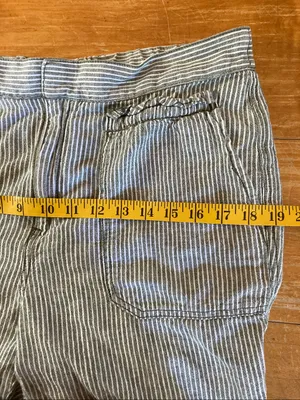 Anthropologie Green Stripe Seashore Linen Cotton Pants Medium thumbnail 7