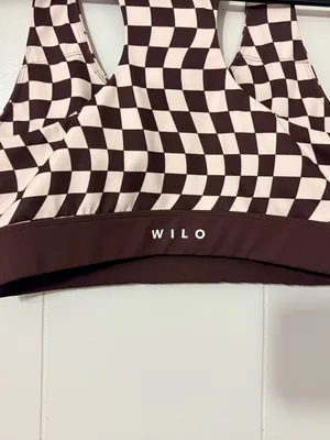 WILO The Label Checkered Sports Bra Brown Cream Racerback Size L thumbnail 9