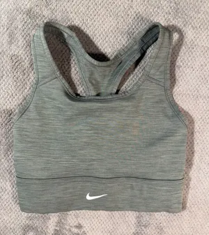 Nike Sz Small Green Heather Racerback Sports Bra Swoosh Stretch Workout Unpadded thumbnail 1