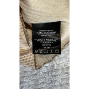 Maniere De Voir Womens Ribbed Lace Up Corset Top Tan Brown Mesh Panel Size 8 thumbnail 7
