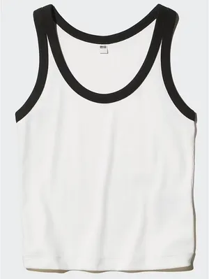 Uniqlo Soft Ribbed Tank Top | Ringer NWT Off White Small thumbnail 4