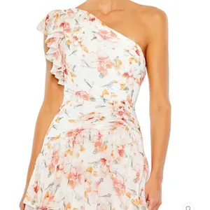Mac Duggal 55810 Womens Floral Ruffle One Shoulder Gown Dress thumbnail 4