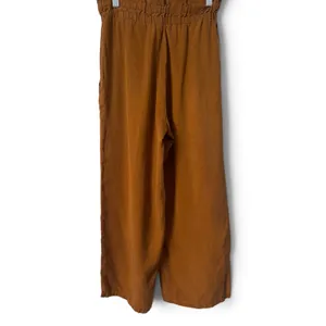 ZARA Tobacco Brown Wide Leg Paperbag Waist Cropped Pants High Rise Patch S thumbnail 2