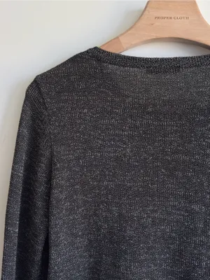 Zara Black Silver Metallic Knit Cardigan Statement Buttons Size L thumbnail 10