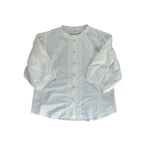Tasha Polizzi White Cotton Lace Victorian Peasant Button Up Blouse Womens Medium thumbnail 3