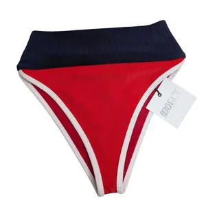 Beach Riot Womens Emmy High-Waist Red Navy Bikini Bottom Size Small thumbnail 1