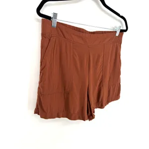 Wildfox Shorts High Waisted Pull On Large Rust Brown Rayon Pockets Summer Boho thumbnail 2