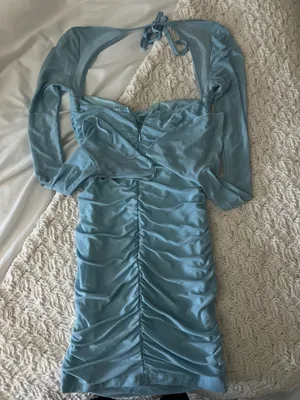 Blue Ruched Dress thumbnail 2