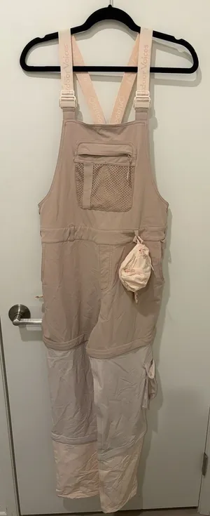 Outdoor Voices Cream RecTrek Hiking Overalls Zip Off Gorpcore Jumpsuit Size S thumbnail 1