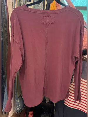 NWOT Free People We The Free Nina Long-Sleeve Tee - maroon wine - XS thumbnail 7