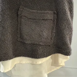 Anthropologie Comme Toi Short‎ Sleeve Sweater w/cream lining and Distressed Trim thumbnail 4