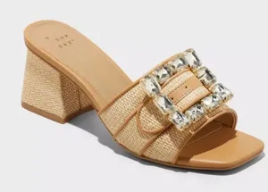 NWT Women's Kathleen Raffia Buckle Block Heels - A New Day 6 thumbnail 1