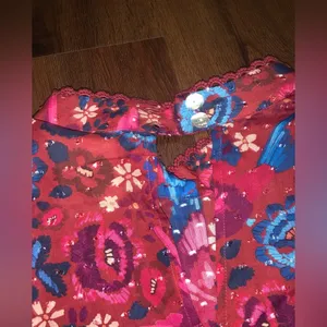Farm Rio Floral Birds Blush Sleeveless Blouse Size XL $149 boho embroidered fall thumbnail 13